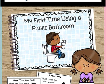 Public Bathroom Social Story & Scenario Cards | Bathroom Routine Printable | Autism Social Story | Life Skills | Special Education