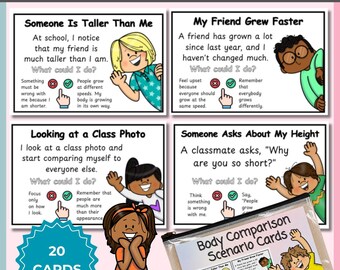 Body Comparison Scenario Cards | Kids Self-Esteem Activity, Confidence Printable (PDF Format)