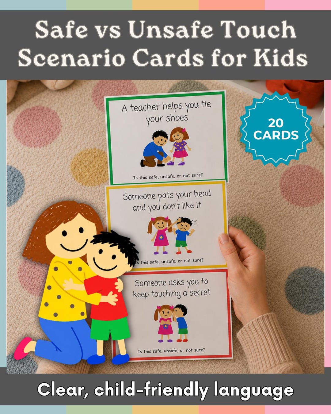Safe Touch Activity Safe Vs Unsafe Touch Scenario Cards for Kids | Body Safety, Consent ...