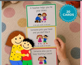 Safe vs Unsafe Touch Scenario Cards for Kids | Body Safety, Consent & Personal Boundaries Activity | Social Skills Printable PDF