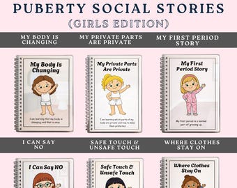 Puberty & Body Safety Social Story Bundle for Girls | First Period Story | Body Boundaries for Girls