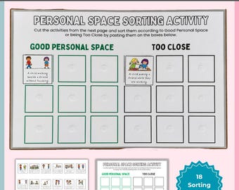 Personal Space Sorting Cards for Kids | Good Personal Space or Too Close Activity | Social Skills & Boundaries Printable PDF