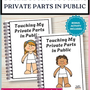Tocar las partes íntimas en público: Historia social / Seguridad corporal para niños / Versión para niños y niñas / PDF imprimible de ABA para el autismo