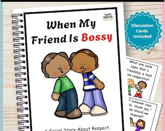 My Bossy Friend | Social Story + 12 Discussion Cards | Friendship Skills, Boundaries & SEL Printable