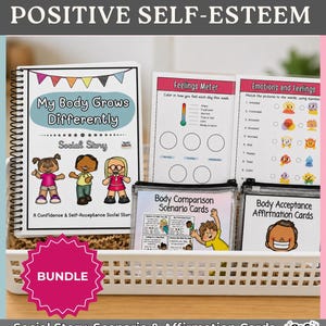 Body Confidence Bundle | Positive Self-Esteem for Kids Ages 6–10 | Social Story, Affirmation Cards, Confidence Worksheets & SEL Activities