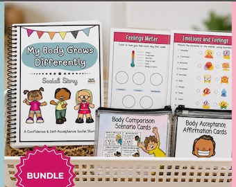 Body Confidence Bundle | Positive Self-Esteem for Kids Ages 6–10 | Social Story, Affirmation Cards, Confidence Worksheets & SEL Activities
