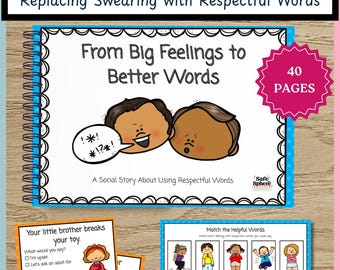 Swearing Bundle | Respectful Words and Positive Communication | Scenario Cards and SEL Worksheets | Appropriate Language Behavior Support