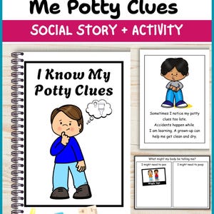 My Body Gives Me Potty Clues | Interoception Social Story and Cut Paste Activity | Potty Training Printable for Preschool