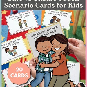 子ども向け安全な触れ方と危険な触れ方のシナリオカード｜身体の安全、同意、個人の境界線に関するアクティビティ｜ソーシャルスキルを学べる印刷可能なPDF