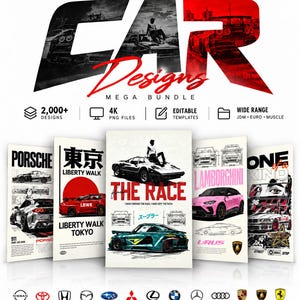 Über 2000 Auto-SVG- und PNG-Grafiken, JDM-Muscle-Car-Grafiken, Renn-T-Shirt-Designs, Automobil-Cliparts, kommerzielle Nutzung