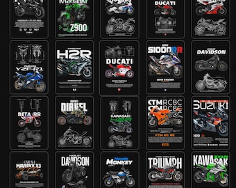 1000+ motor T-shirt ontwerpbundel PNG SVG | Biker-graphicspakket, racefietsontwerpen, streetwear-kunstwerk, download voor commercieel gebruik