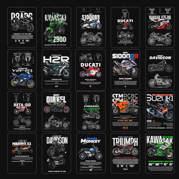 1000+ Motorcycle T-Shirt Design Bundle PNG SVG, Biker Graphics Pack, Vintage Racing Bike Artwork, Commercial Use