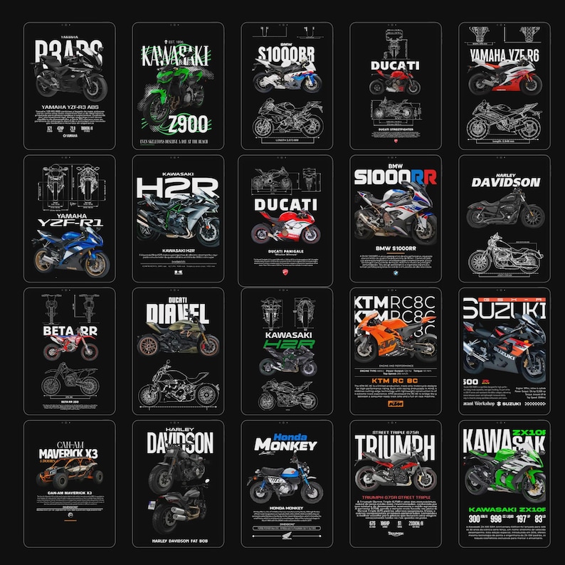 1000+ Biker T-Shirt Design Bundle, Motorcycle PNG SVG Pack, Racing Graphics for Streetwear, Commercial Use Files