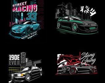 1000+ auto-ontwerpbundel | JDM, Muscle, Racing png-afbeeldingen (digitale download)