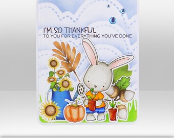 I'm So Thankful Card, Gardening Rabbit, Fall