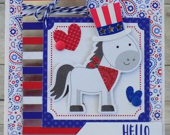 Hello, Horse, Red, White and Blue, Summer card