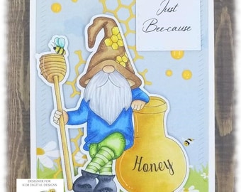Just Bee-cause, Bee Gnome, Honeycomb, Card