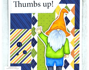 Thumbs Up, Gnome, Greeting Card