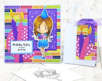 Birthday Wishes, Birthday Present Girl, Gift bag with Tag