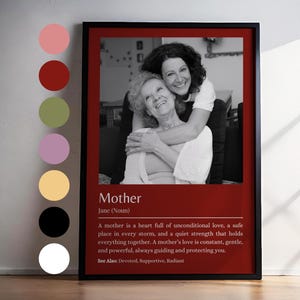 Personalized Mother Definition Print, Custom Red Mother's Day Photo Gift (Digital Download)