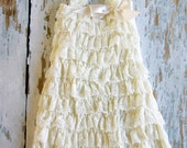 Ivory Lace Ruffle Flower Girl Dress, perfect for Birthdays, Pictures, Pageant - girls size 5/6- vintage- also in White