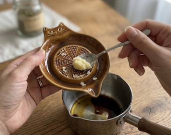 Rallador de ajo con forma de gato, molinillo de jengibre de cerámica, utensilio de cocina para moler hierbas.