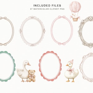 Pastel pink goose clipart set for baby girl shower invitations, nursery decor, and scrapbooking