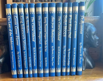 Fabbri Classic Adventure Series Blue Vintage Hardbacks (1991) | Choose Your Title | Decorative Book Set