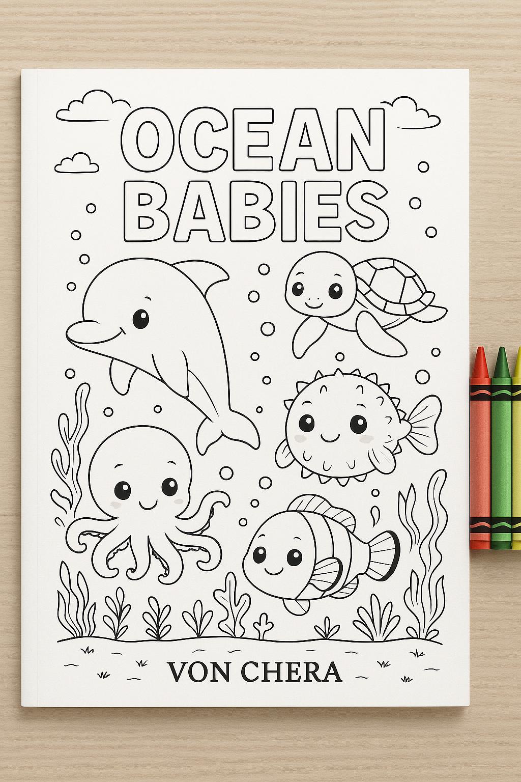 Ocean Babies Coloring Book | Cute Baby Ocean Animals | Kids Printable ...