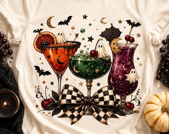 Halloween-Cocktail-PNG, Gothic-Gruselgetränke-Shirt-Design zum digitalen Download