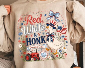 Rot, Weiß und Honk PNG, Patriotic Goose Sublimation Design, Country Cutie 4. Juli