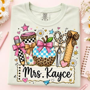 Personalized Teacher PNG, Leopard School Supplies Shirt Design
