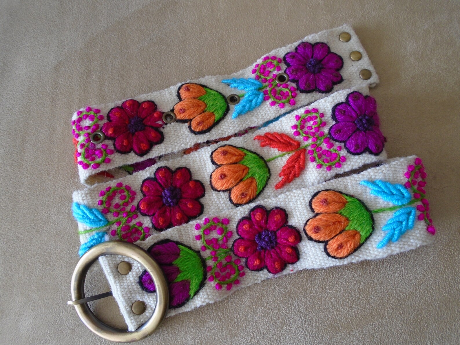 Handmade Embroidered women's belt size 35 to Etsy