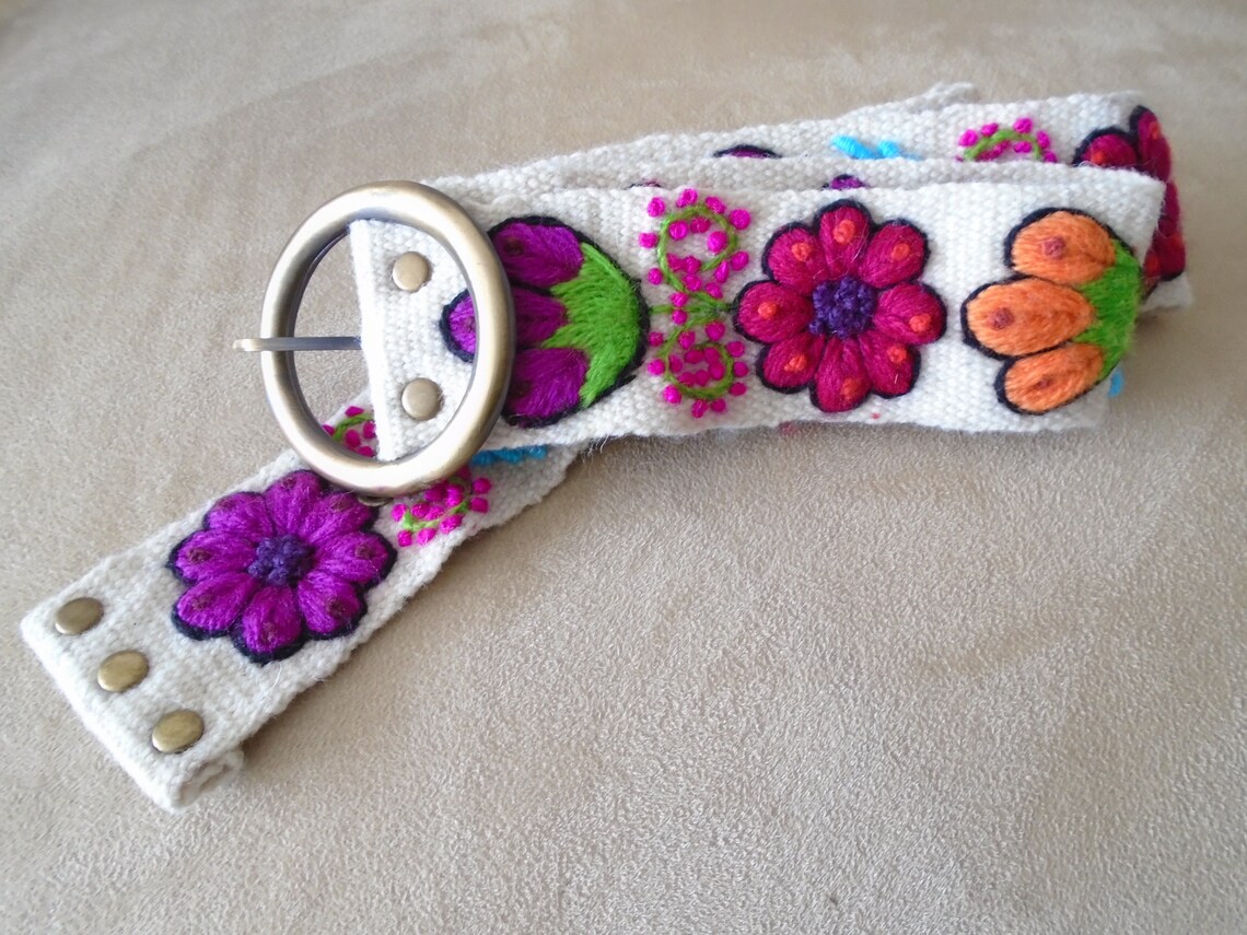 Handmade Embroidered women's belt size 35 to Etsy