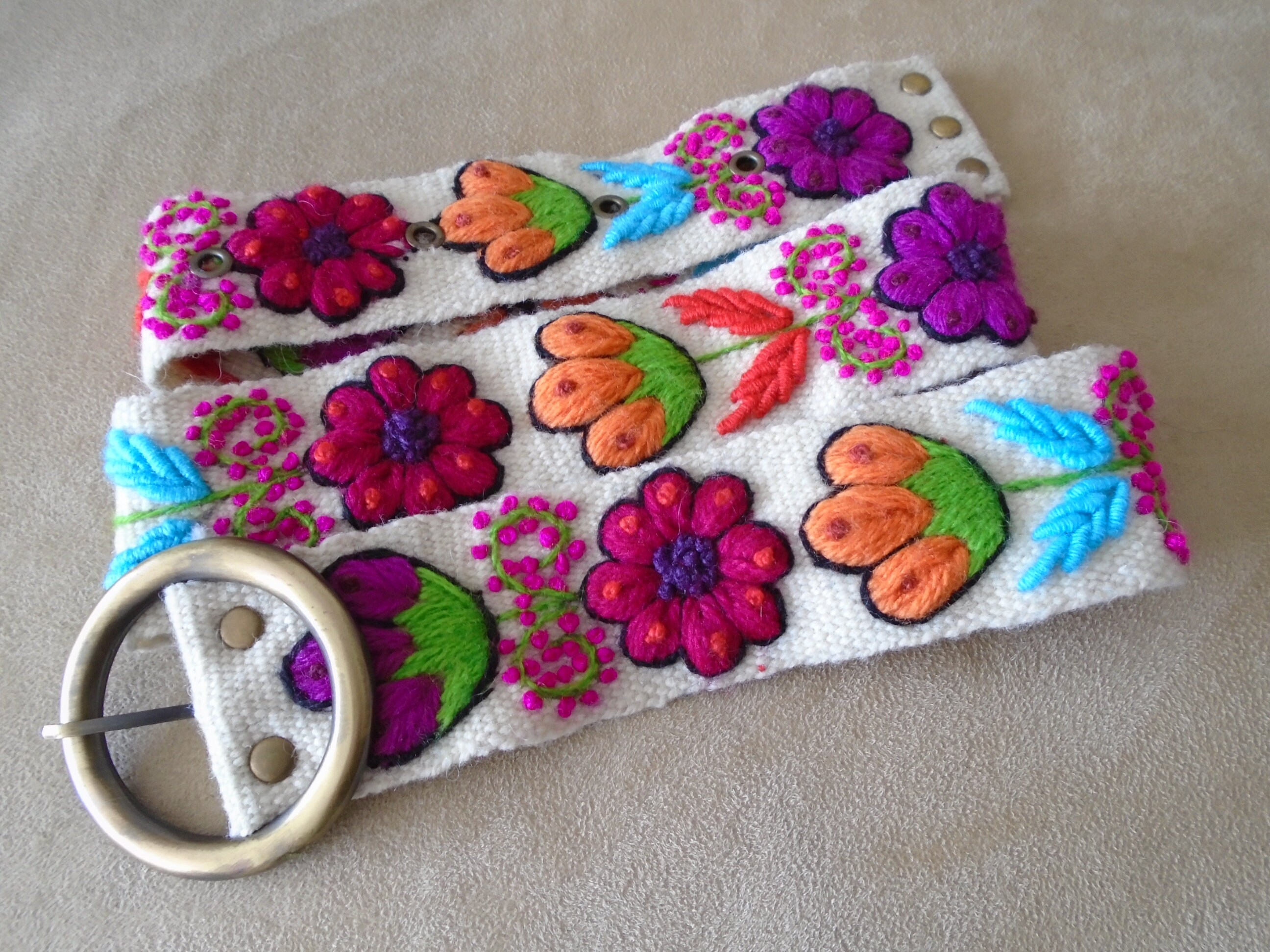 Handmade Embroidered women's belt size 35 to Etsy