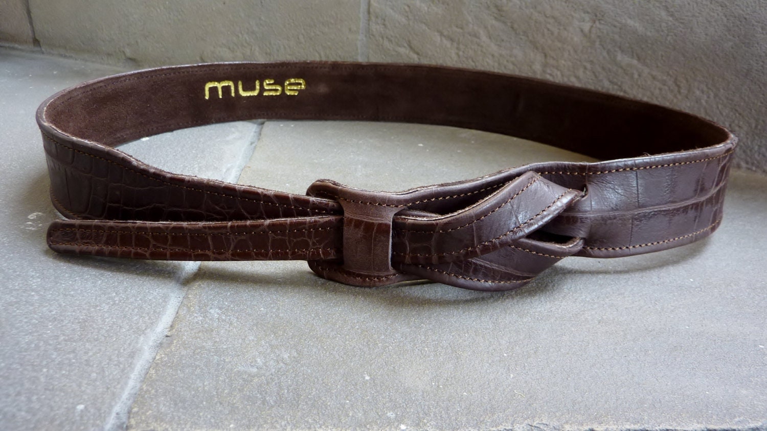 Leather belt. Musebelt. Sewn belt. Buckleless belt. Loop belt Etsy