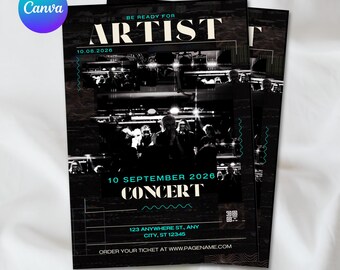 Konzert Poster Vorlage, Event Flyer Canva, Musik Party Einladen