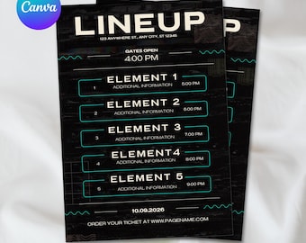 Konzert Poster Canva Template Modern Neon Event Flyer