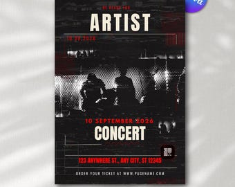 Konzert Poster Canva Vorlage Musik Event Flyer Grunge Promo Design