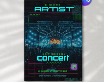 Konzert Poster Canva Template Musik Event Flyer Modern Stage Design