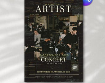 Konzert Poster Canva Vorlage für Bands Künstler Event Flyer Design