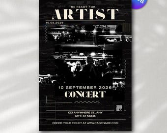 Konzert Poster Vorlage Schwarz Weiß Moderne Event Flyer Canva Design