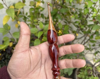 Handcrafted rosewood  Crochet Hook: Ergonomic wooden resin hooks,sizes 3.mm - 12mm