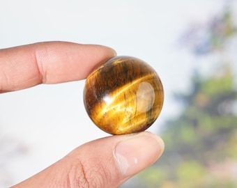 Esfera de ojo de tigre natural, bola de cristal tallada a mano, regalo de cristal, decoración del hogar