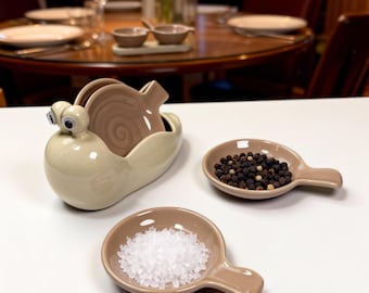 Ceramic Snail Condiment Dish Set|Mini Sauce Dishes |Kitchen Décor Gift