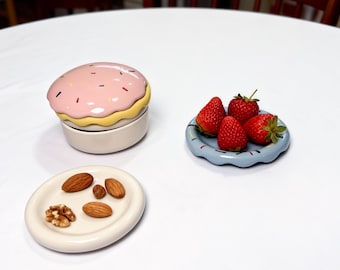 Mini Ceramic Plate Set | Donut Lid, Kawaii Decor