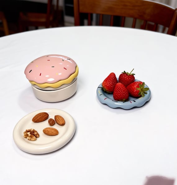 Mini Ceramic Plate Set | Donut Lid, Kawaii Decor