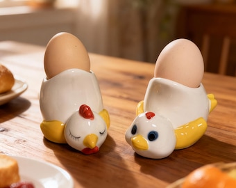 Ceramic Chick or Duck Egg Holder| Breakfast Egg Cup | Spring & Easter Table Decor
