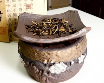 Rustic Stoneware Candle Warmer – Wabi-Sabi Herb & Tea Diffuser