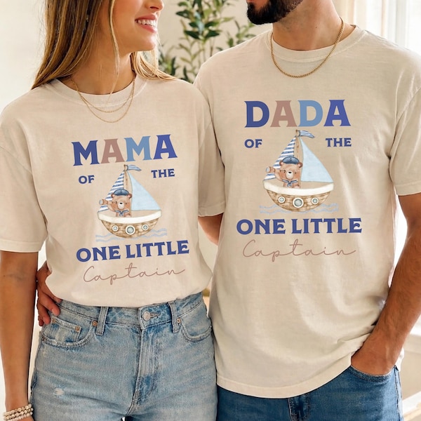 Comfort Colors® Nautical 1st Birthday Family Matching Shirts, One little Captain Sailboat First Birthday